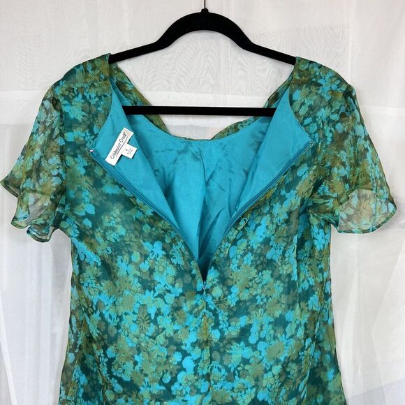 Coldwater Creek 100% silk boat neck bouse sz 8 boho cottagecore office chiffon - Picture 8 of 9